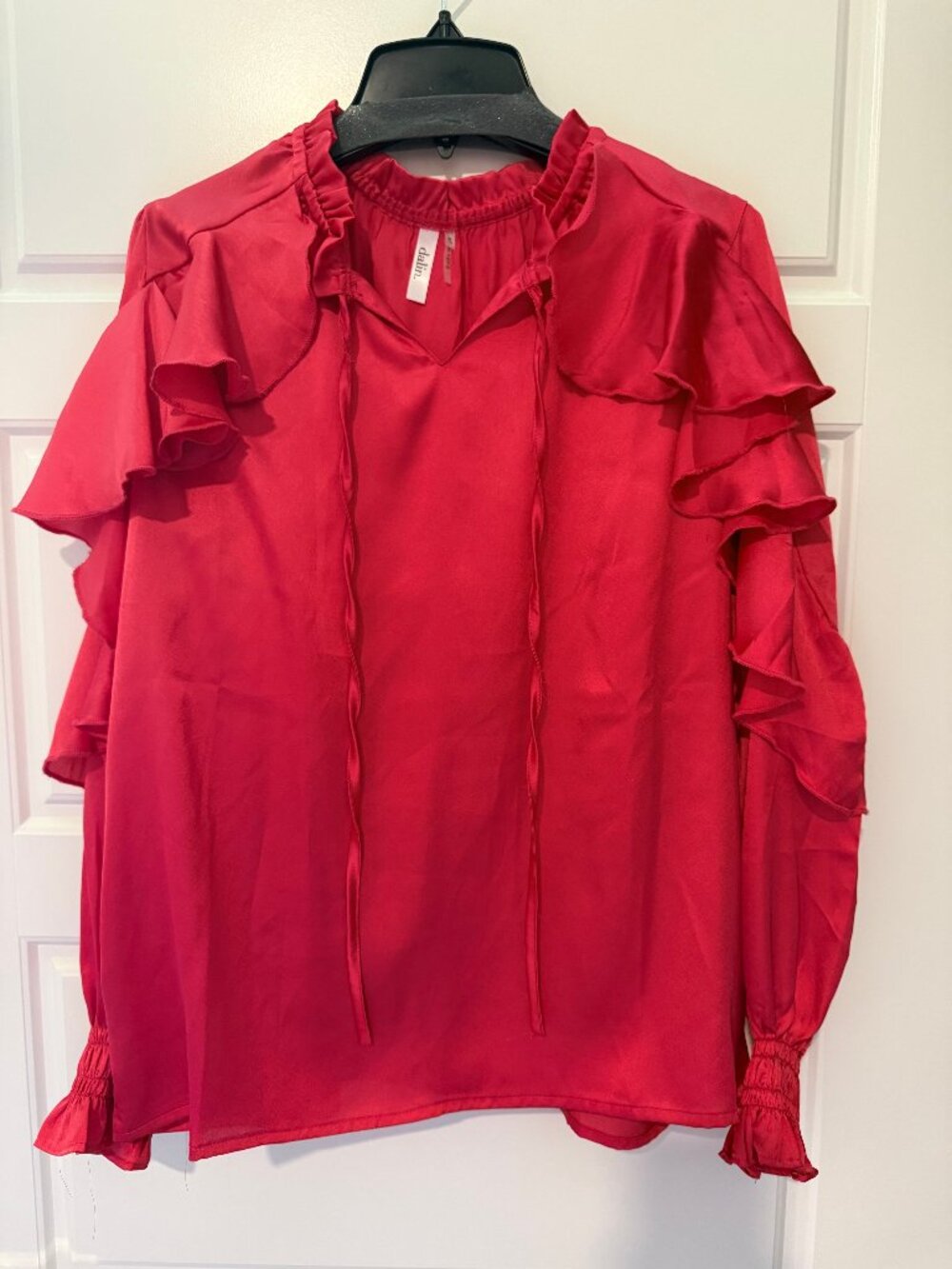 Dalin Red Ruffle Blouse Size S